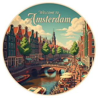 Vintage Amsterdam Landmark Illustration