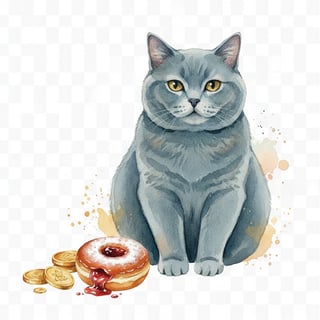 Watercolor British Shorthair Cat