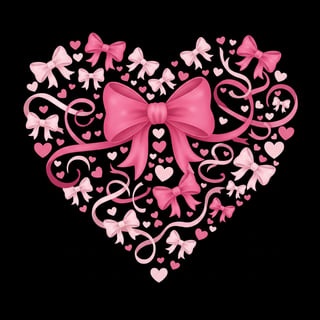 Pink Heart-Shaped Bow Illustration