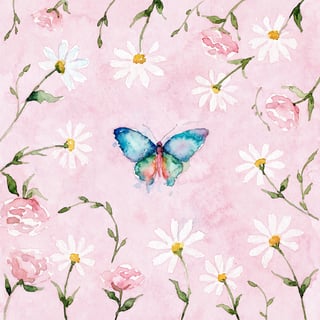 Watercolor Butterfly and Floral Illustration