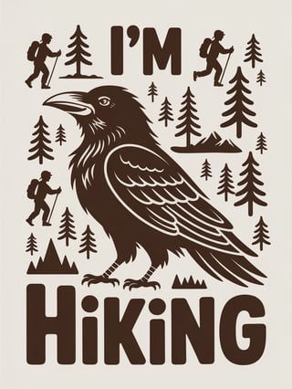 Raven with Hiking Text Art