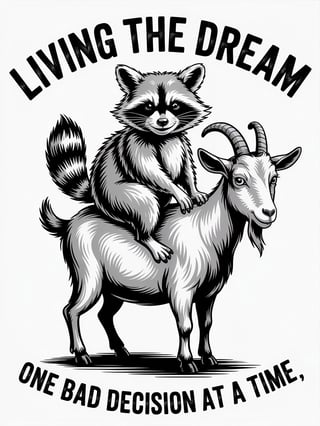 Humorous Raccoon and Goat Illustration