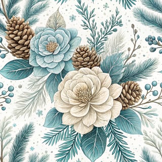 Delicate Winter 3D Floral Pattern
