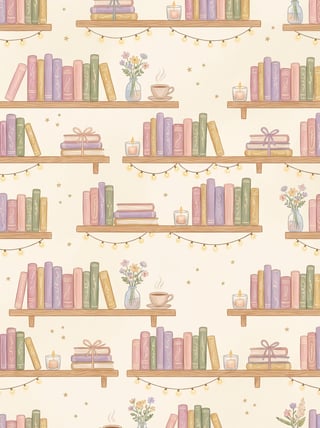 Romantasy Pastel Cozy Library Pattern