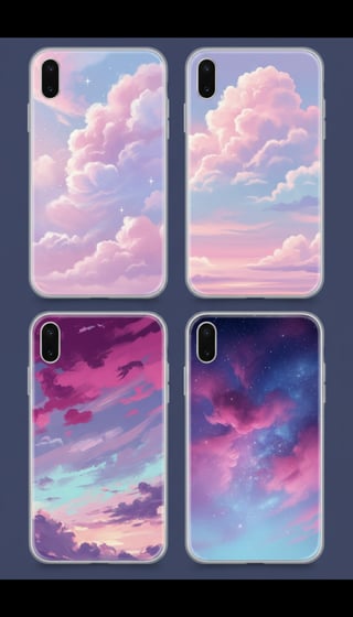 Pink and Periwinkle Cloud Phone Cases
