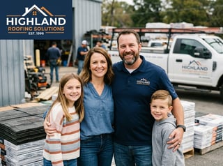 Family at Roofing Company Close-Up
