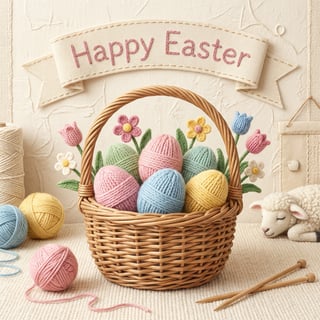 Pastel Easter Yarn Illustration