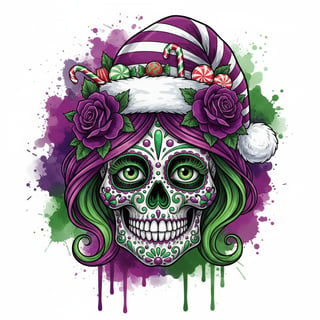 Day of the Dead Christmas Sugar Skull Art