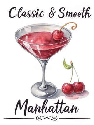 Hand-Drawn Watercolor Martini Glass
