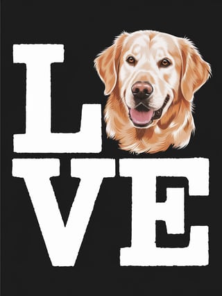 Bold Love Design with Golden Retriever Head