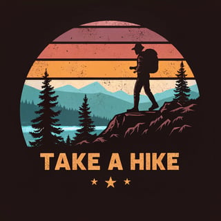 Vintage Sunset Hiker T-Shirt Design