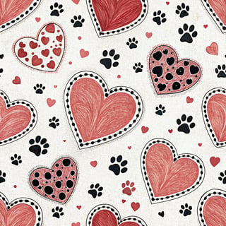 Heart-Shaped Paw Prints on White