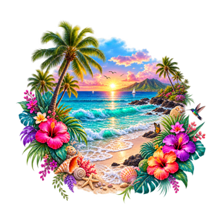 Elegant Tropical Beach and Ocean Scene