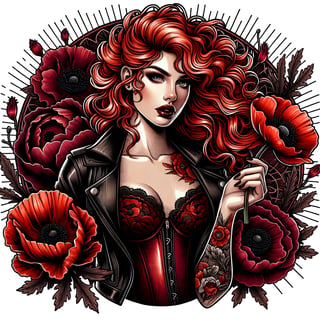 Fiery Woman Tattoo Illustration