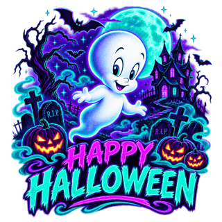 Neon Casper Halloween T-Shirt Design