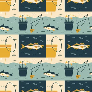 Pier Fishing Icon Pattern