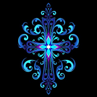 Symmetrical Fantasy Neon Cross Illustration