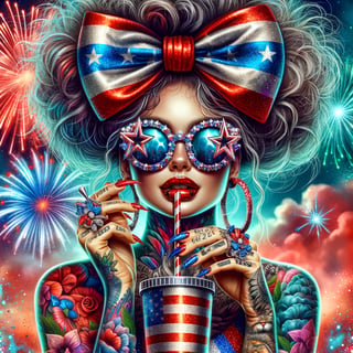 Stylized Patriotic Woman in Digital Art