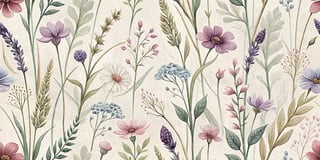 Whimsical Botanical Watercolor Scene