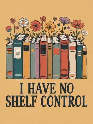 Vintage Books and Floral T-Shirt Design