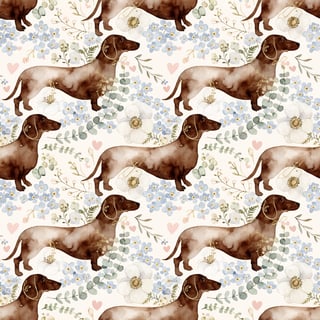 Watercolor Dog Memorial Repeat Pattern