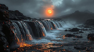 Silhouetted Figures in Apocalyptic Landscape