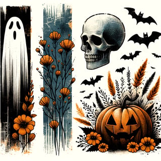 Vintage Halloween Watercolor Collage