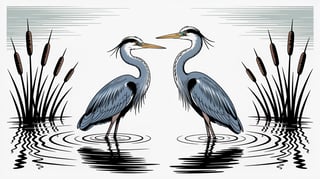 Minimalist Heron Line Art