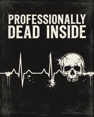 Dark Gothic Skull Heartbeat Illustration