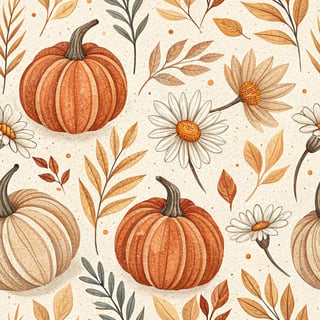 Warm-Toned Pumpkin Autumn Pattern