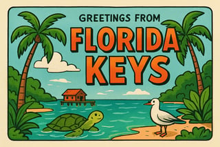 Tropical Florida Keys Cartoon Postcard