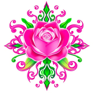 Pink Fantasy Rose Illustration