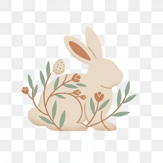 Japandi Style Easter Bunny Illustration