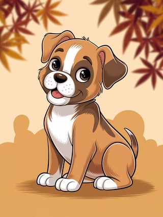 Cute Animated Boxer Puppy Art