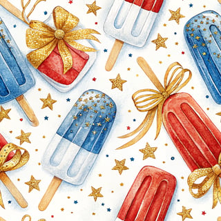 Glossy Red White Blue Popsicle Pattern