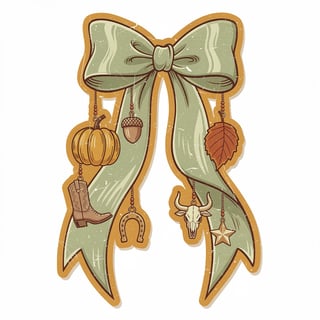 Sage Satin Coquette Bow Sticker