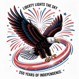 Eagle with Patriotic Fireworks