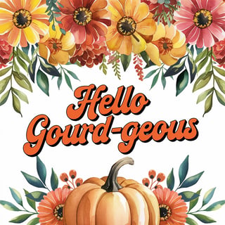 Pumpkin Floral Watercolor Design