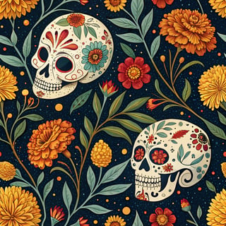 Colorful Dia de los Muertos Pattern