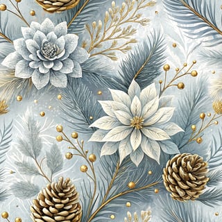 3D Winter Floral Pattern