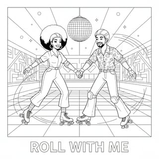 Black Couple Roller Skating Illustration