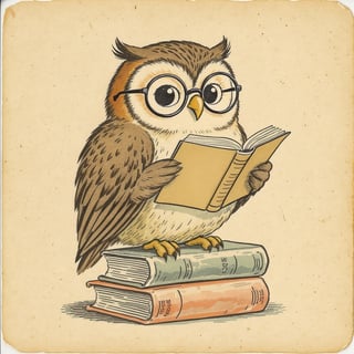 1940s Vintage Owl Book Illustration