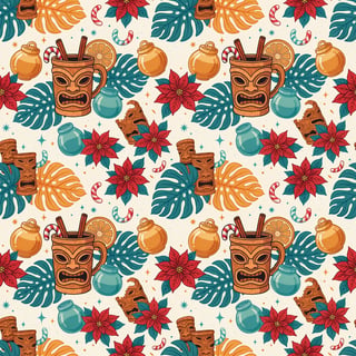 Retro Tiki Holiday Seamless Pattern