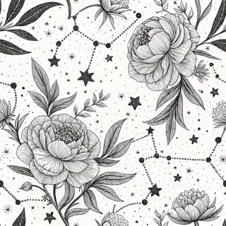 Black and White Floral Tattoo Pattern