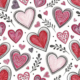 Bold Hearts on Pure White Background