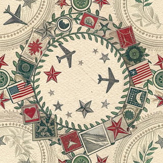 Vintage Airmail Collage Wreath