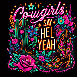 Neon Western Floral Design