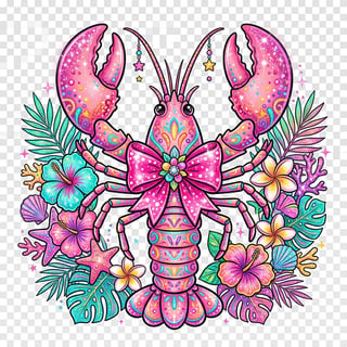 Cute Pink Lobster Illustration
