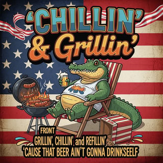 Chubby Alligator BBQ Cartoon
