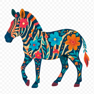 Boho Floral Zebra Illustration